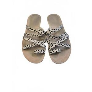 Women's Beige and Black Polka Dot Strappy Sandals